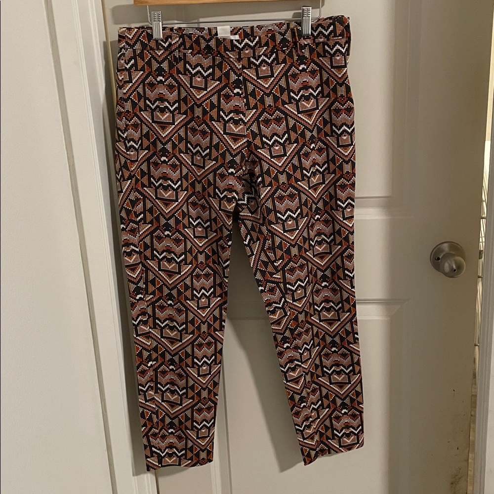 H&M Geometric Patterned Ankle Pants - Black, Brown, White